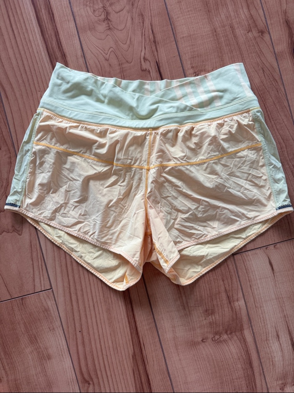 lululemon athletica Pale Yellow Athletic Shorts with elastic Waistband